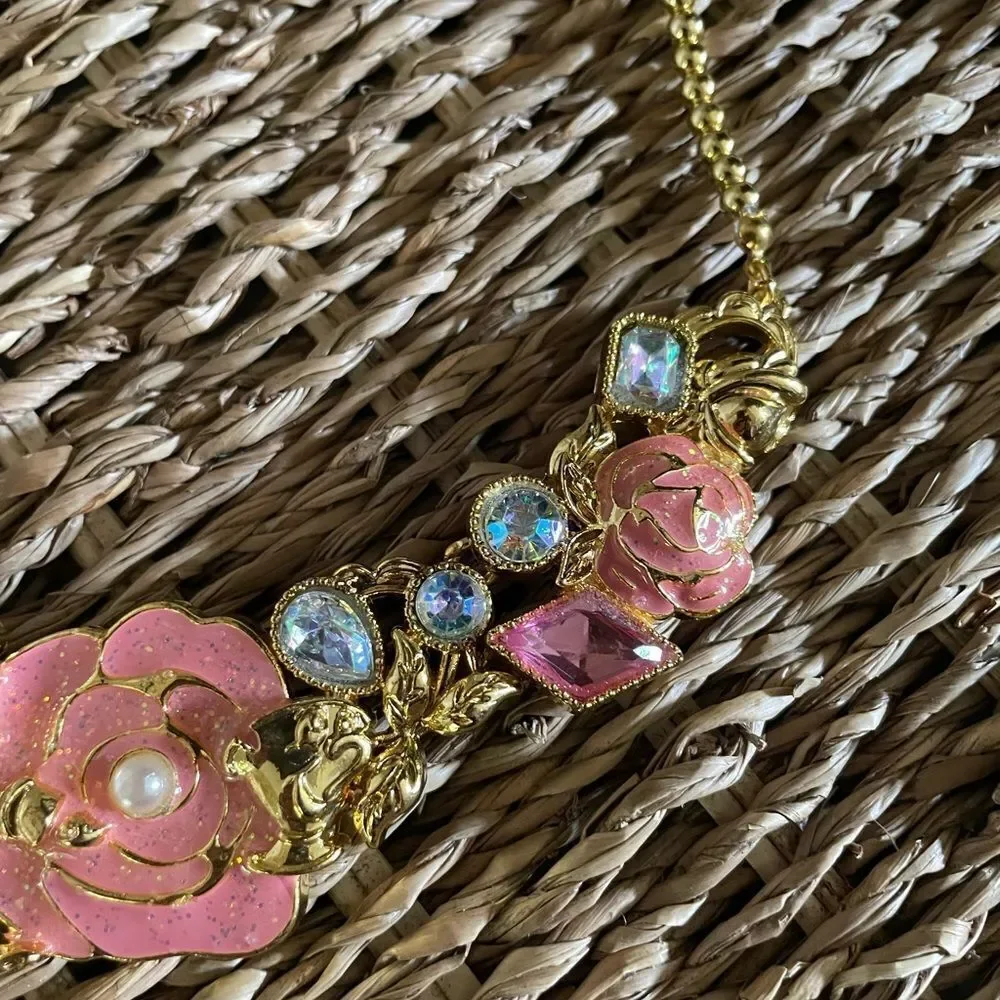 Disney Belle Gold Jeweled Kids Necklace